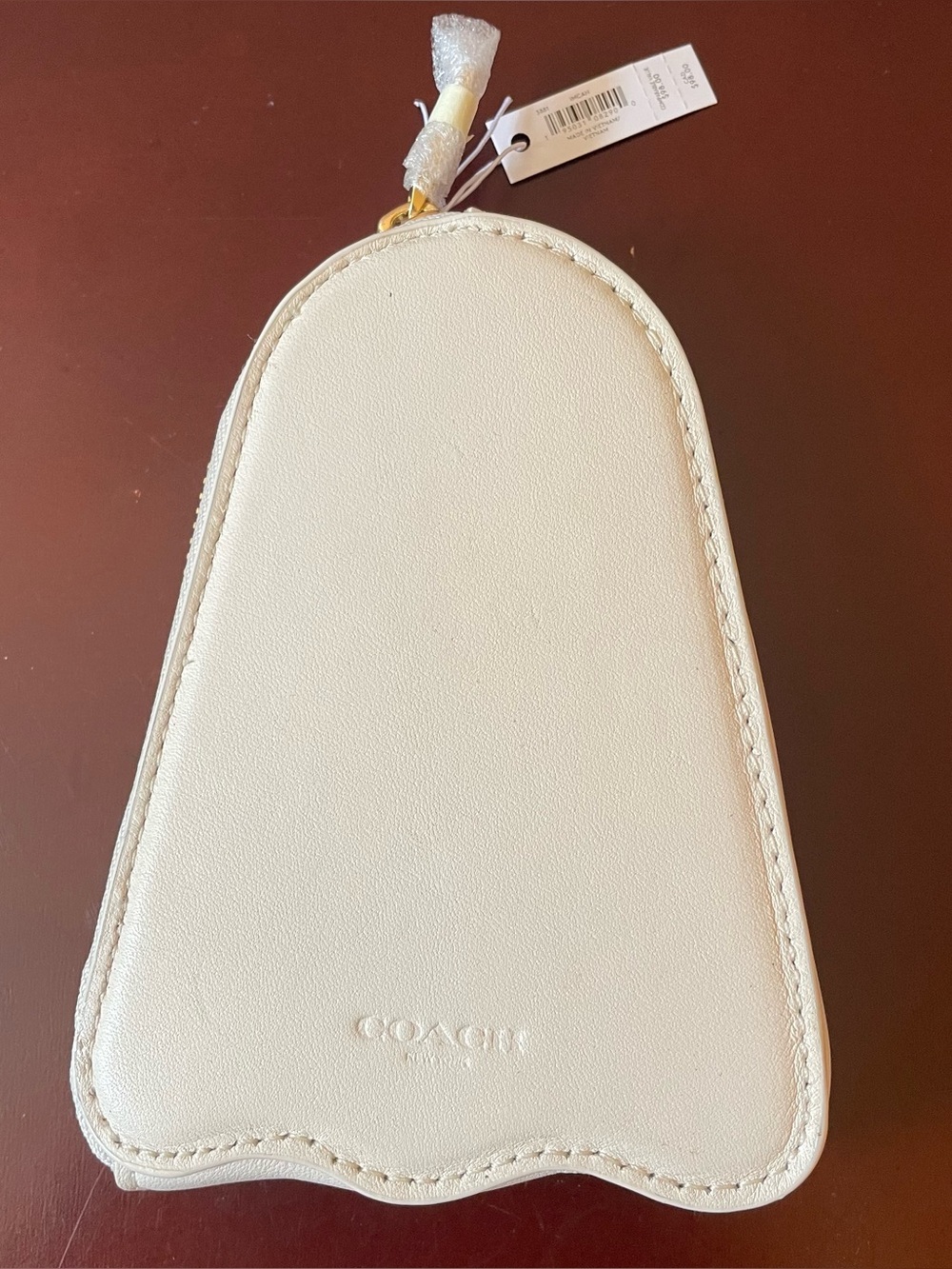 NWT COACH LEATHER GHOST COIN CARD CASE Wallet Pouch Halloween Zipper Designer - Picture 4 of 11